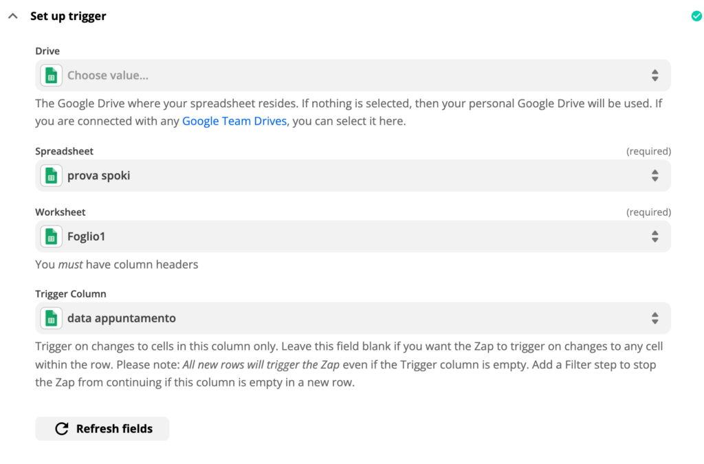 Google Sheets e Spoki