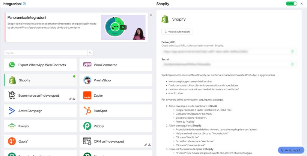 Integrazione Spoki WhatsApp - Shopify