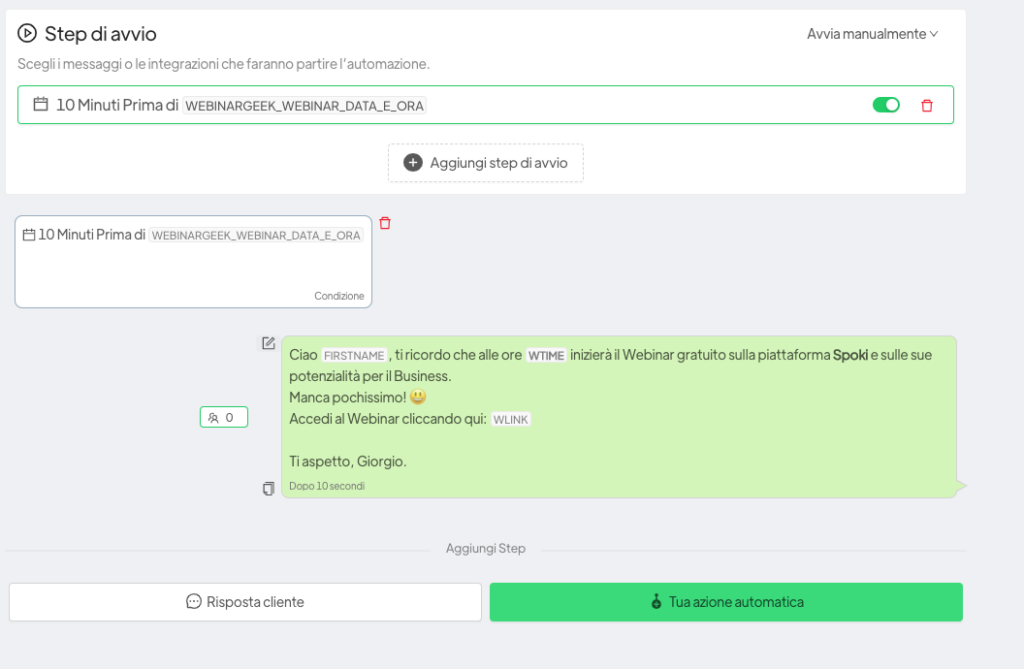 Automazione data e ora su spoki