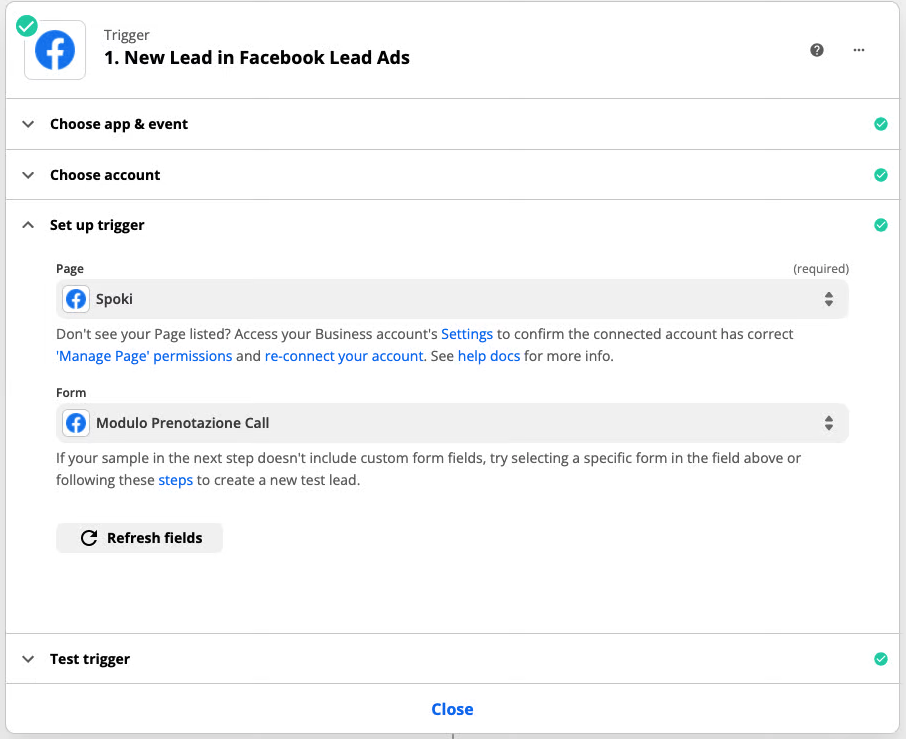 Zapier e Facebook con Spoki